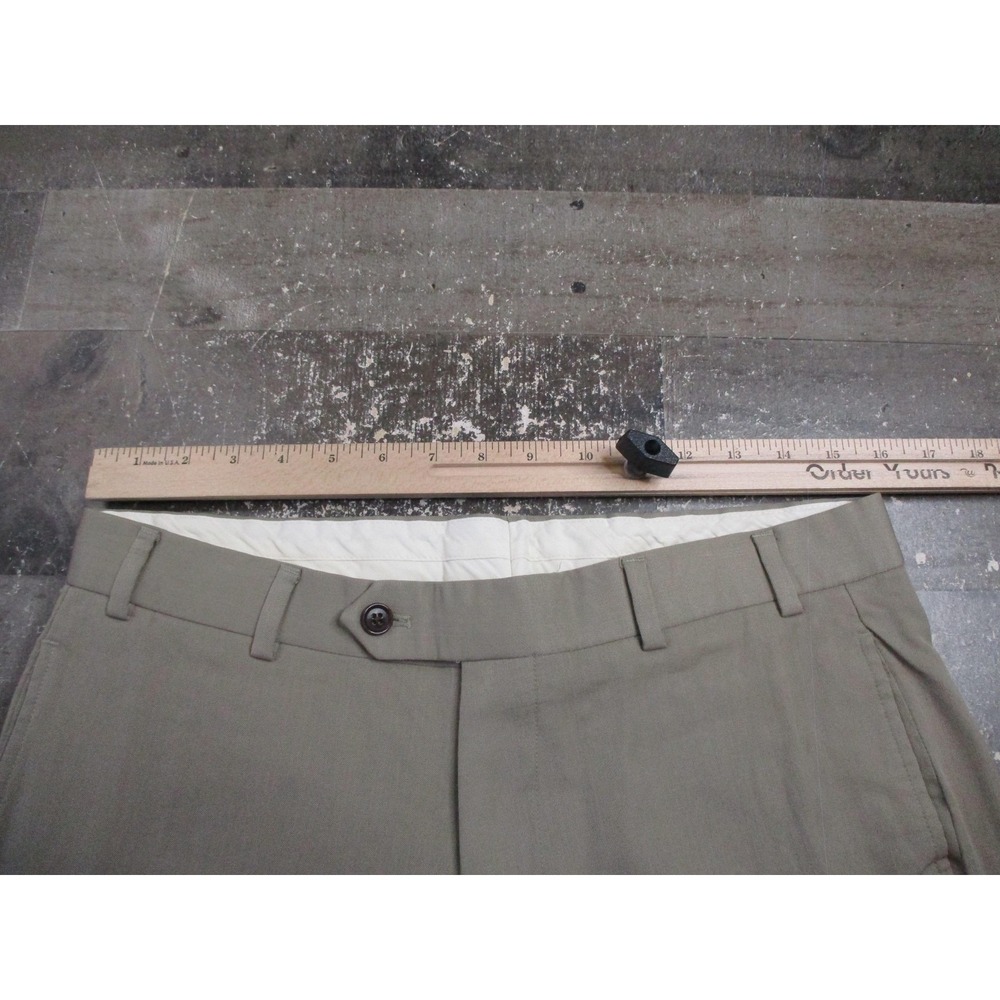 Brooks Brothers Pants 32x32 Beige Wool Viscose Acetate Flat Front Straight Leg - Picture 8 of 16